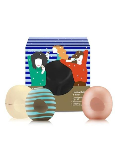Eos Limited Edition Holiday Lip Balm Sphere Collection 3-Pack: Vanilla Bean, Peppermint Mocha, Sparkling Ginger, Multipack Лімітований набір