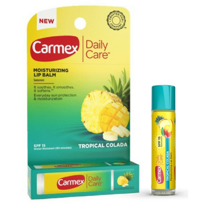 Carmex Лечебный бальзам-стик для губ "Тропический" Daily Care Lip Balm Tropical Colada Stick SPF 15