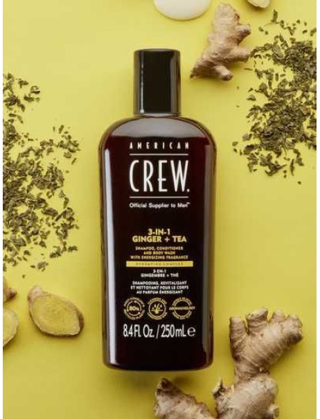 American Crew 3 In 1 Energizing Shampoo, Conditioner and Body Wash Ginger Tea Засіб для догляду за волоссям і тілом 3-в-1