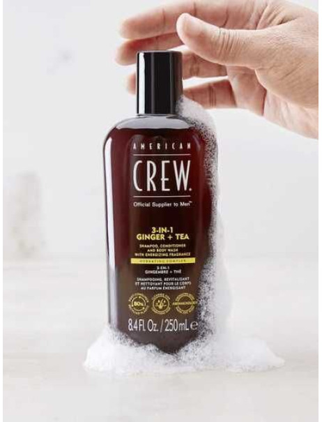 American Crew 3 In 1 Energizing Shampoo, Conditioner and Body Wash Ginger Tea Засіб для догляду за волоссям і тілом 3-в-1