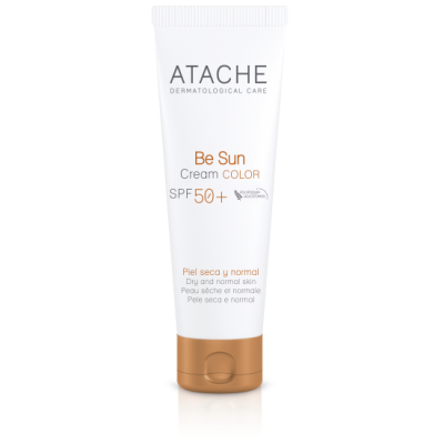 Atache Be Sun Cream Color SPF50+ Омолаживающий солнцезащитный крем для лица с тоном для нормальной и сухой кожи