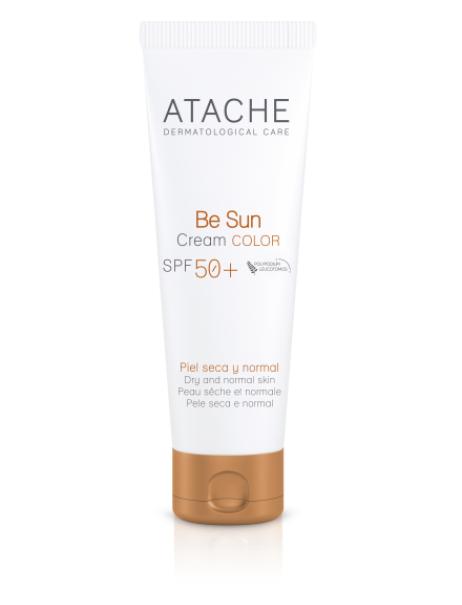 Atache Be Sun Cream Color SPF50 + Омолоджувальний сонцезахисний крем для обличчя з тоном для нормальної і сухої шкіри