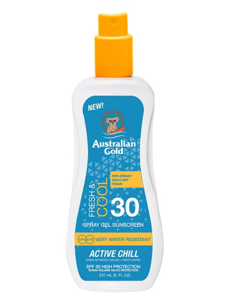 Australian Gold SPF 30 spray gel Active Chill Освежающий солнцезащитный спрей-гель для загара