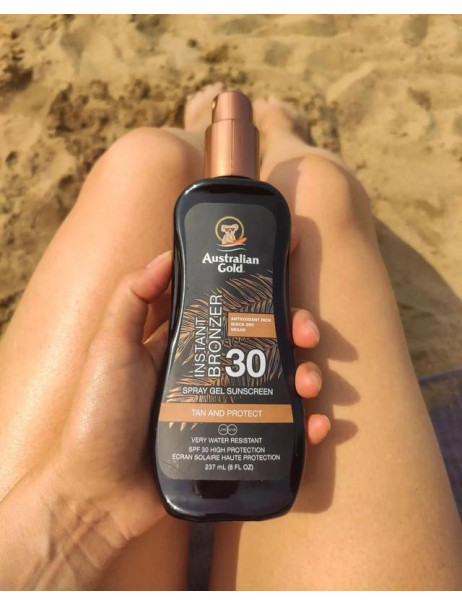 Australian Gold SPF 30 Spray Gel Sunscreen with Instant Bronzer спрей-гель для засмаги з бронзатором