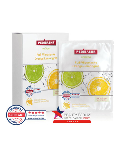 Baehr PediBaehr Fuss-Vliesmaske Orange-Lemongras Маска для стоп с маслом апельсина и лайма