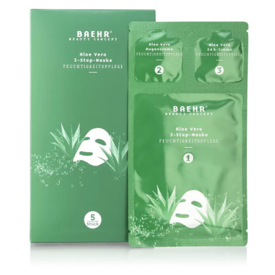 Baehr Aloe Vera 3-Step-Maske, Sachet 1 Pack Алое вера набір-саше: маска, гіалуронова сироватка та крем