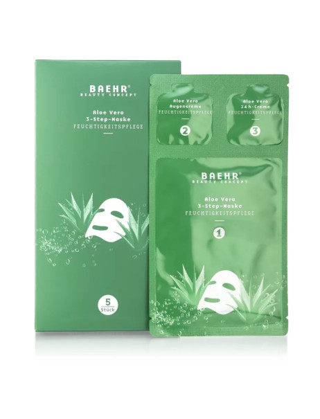 Baehr Aloe Vera 3-Step-Maske, Sachet 1 Pack Алое вера набір-саше: маска, гіалуронова сироватка та крем