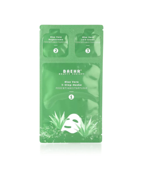 Baehr Aloe Vera 3-Step-Maske, Sachet 1 Pack Алое вера набір-саше: маска, гіалуронова сироватка та крем
