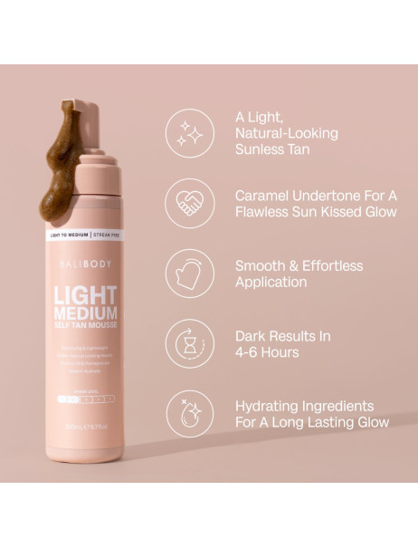 Bali Body Self Tanning Mousse Light Medium Мус автозасмага для тіла, відтінок Light Medium