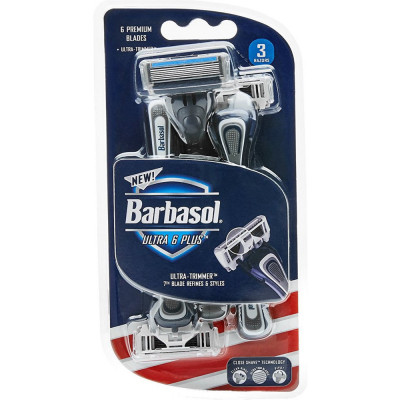 Barbasol Набор бритв без сменных картриджей с 6-тью лезвиями 3шт. Barbasol Pivot Ultra 6 Plus
