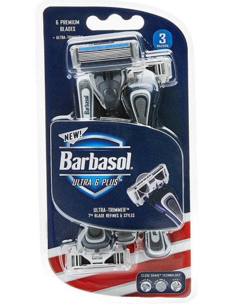 Barbasol Набір бритв без змінних картриджів з 6-ма лезами 3шт. Barbasol Pivot Ultra 6 Plus