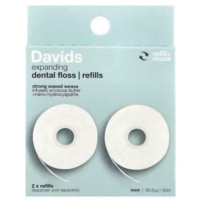 Davids Expanding Dental Floss Two Refills Зубная нить 2 рефила