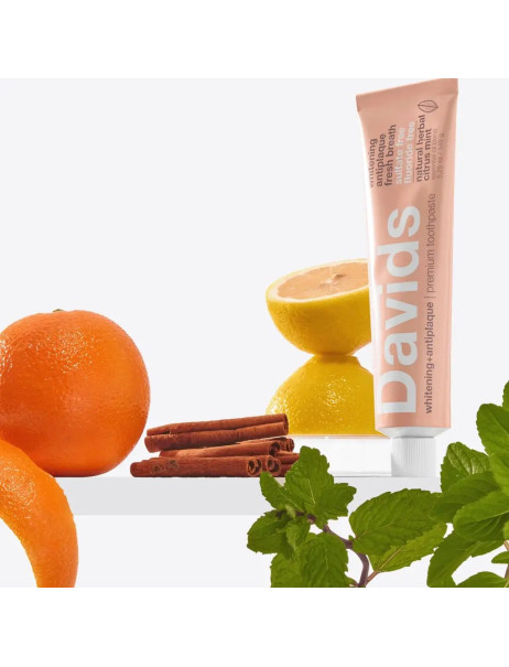 Davids Herbal Citrus Peppermint Зубная паста защита от зубного налета для взрослых со вкусом травяной цитрусовой мяты