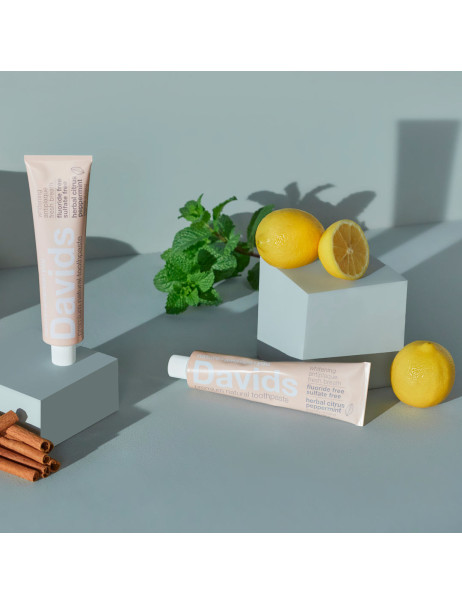 Davids Herbal Citrus Peppermint Зубная паста защита от зубного налета для взрослых со вкусом травяной цитрусовой мяты