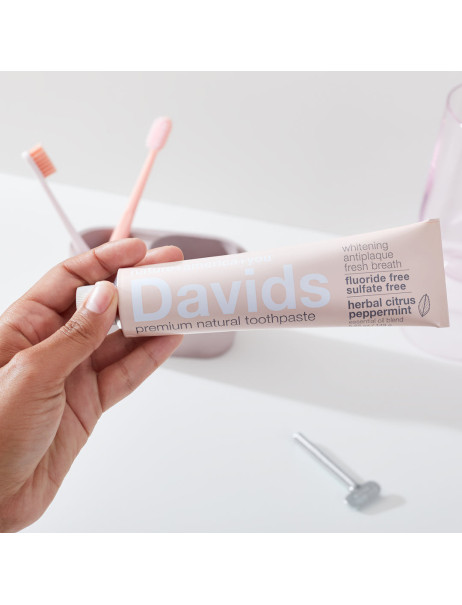 Davids Herbal Citrus Peppermint Зубная паста защита от зубного налета для взрослых со вкусом травяной цитрусовой мяты