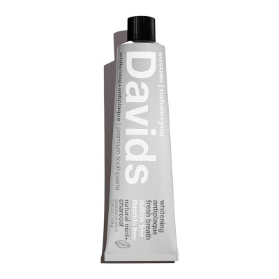 Davids Peppermint Charcoal Зубна паста захист від зубного нальоту для дорослих зі смаком вугілля та перцевої м'яти