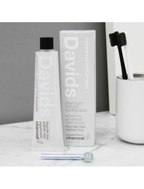 Davids Peppermint Charcoal Зубная паста защита от зубного налета для взрослых со вкусом угля и перечной мяты