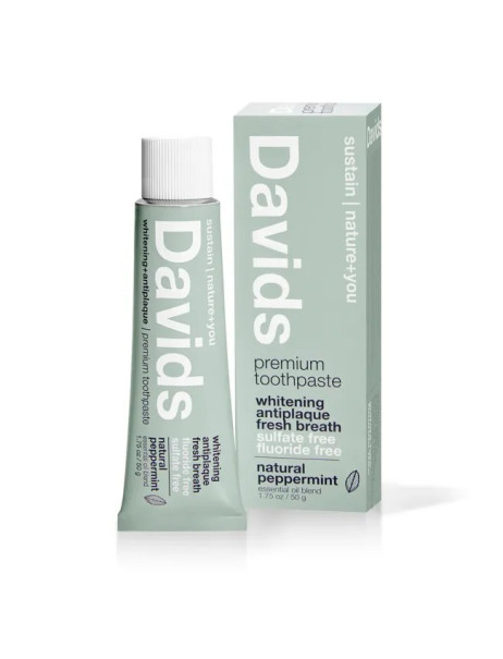 Davids Whitening + Antiplaque Peppermint Зубная паста для взрослых защита от зубного налета со вкусом перечная мята