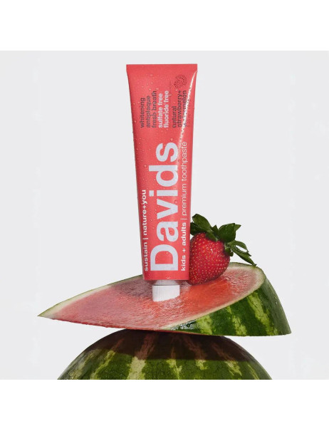 Davids Whitening + Antiplaque Strawberry Watermelon Зубная паста для детей и взрослых со вкусом арбуз-клубника