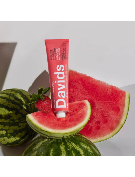 Davids Whitening + Antiplaque Strawberry Watermelon Зубная паста для детей и взрослых со вкусом арбуз-клубника