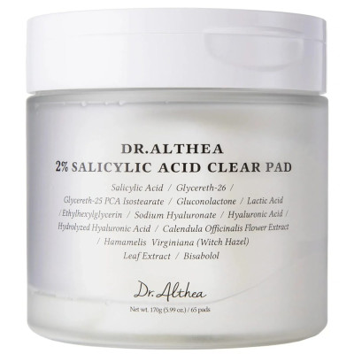 Dr.Althea 2% Salicylic Acid Clear Pad Тонер-педы с 2% салициловой кислотой для себорегуляции, очищения пор и более ровной текстуры кожи