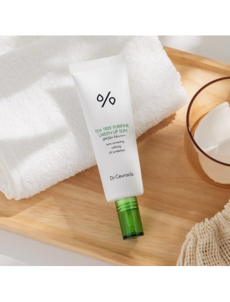 Dr.Ceuracle Tea Tree Purifine Green Up Sun SPF 50+ PA++++ Солнцезащитный крем для нейтрализации покраснений