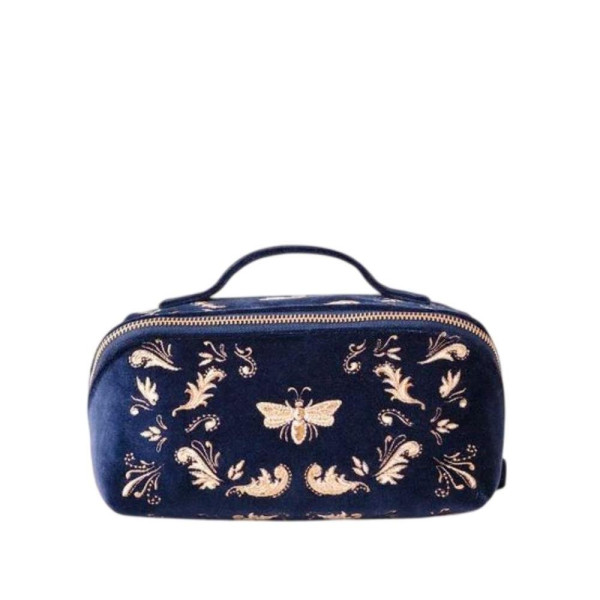 Elizabeth Scarlett Velvet Cosmetic Bag Blue Butterfly Оксамитова косметичка, синя з метеликом