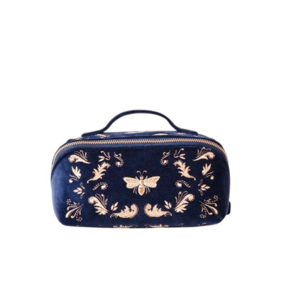 Elizabeth Scarlett Velvet Cosmetic Bag Blue Butterfly Бархатная косметичка, синяя с бабочкой