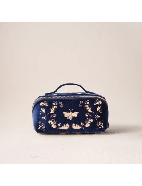 Elizabeth Scarlett Velvet Cosmetic Bag Blue Butterfly Бархатная косметичка, синяя с бабочкой