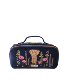Elizabeth Scarlett Velvet Cosmetic Blue Elephant in Flowers Бархатная косметичка, синяя слоник в цветах - Написать отзыв