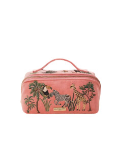 Elizabeth Scarlett Velvet Cosmetic Bag Pink Animals Бархатная косметичка, розовая с животными - Написать отзыв