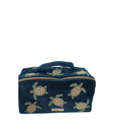 Elizabeth Scarlett Velvet Cosmetic Bag Green Turtles Бархатная косметичка, зеленая с черепашками - Написать отзыв