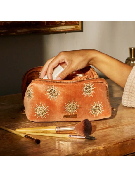 Elizabeth Scarlett Velvet Cosmetic Bag Orange Sun Бархатная косметичка, оранжевая с солнышком