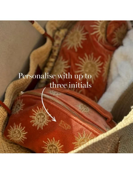 Elizabeth Scarlett Velvet Cosmetic Bag Orange Sun Бархатная косметичка, оранжевая с солнышком
