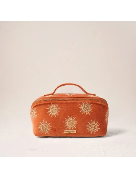Elizabeth Scarlett Velvet Cosmetic Bag Orange Sun Бархатная косметичка, оранжевая с солнышком