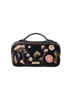 Elizabeth Scarlett Velvet Cosmetic Bag Black Flowers Бархатная косметичка, чёрная с цветами - Написать отзыв