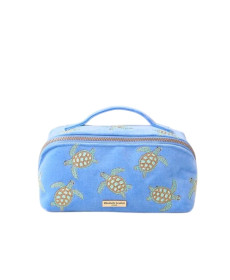 Elizabeth Scarlett Velvet Cosmetic Bag Light Blue Turtles Оксамитова косметичка, блакитна з черепашками - Написати відгук