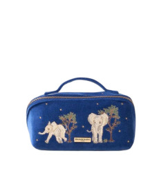 Elizabeth Scarlett Velvet Cosmetic Bag Blue Elephants Оксамитова косметичка, синя зі слониками - Написати відгук