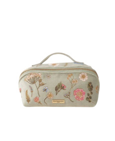 Elizabeth Scarlett Velvet Cosmetic Bag Green Flowers Оксамитова косметичка, зелена з квітами - Написати відгук