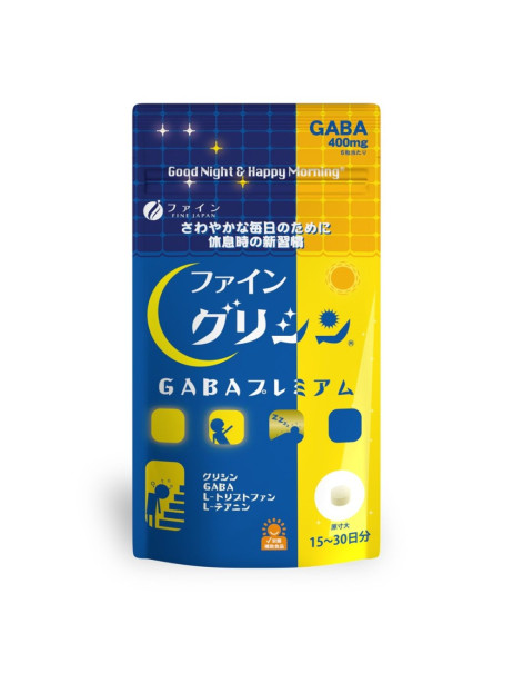 Fine Japan Glycine GABA Premium Дієтична добавка гліцин, GABA, L-триптофан, L-теанін