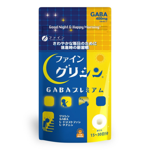 Fine Japan Glycine GABA Premium Дієтична добавка гліцин, GABA, L-триптофан, L-теанін