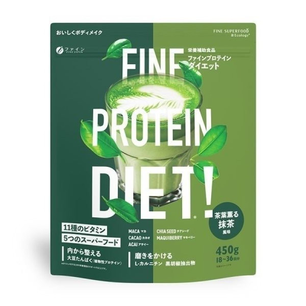 Fine Japan Protein Diet Matcha Диетическая добавка протеин с L-карнитином и 5 суперфудами