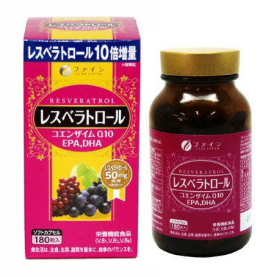 Fine Japan Resveratrol Дієтична добавка ресвератрол, омега 3 та коензим Q10