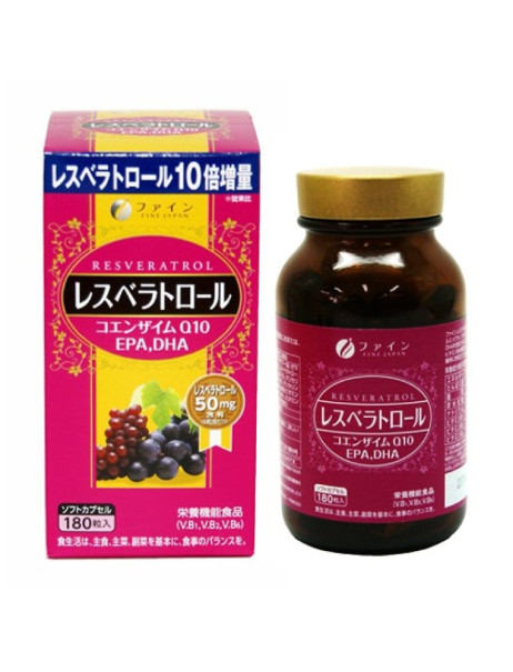 Fine Japan Resveratrol Дієтична добавка ресвератрол, омега 3 та коензим Q10