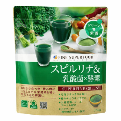 Fine Japan Superfood Spirulina Plus Дієтична добавка спіруліна з лактобактеріями та ферментами