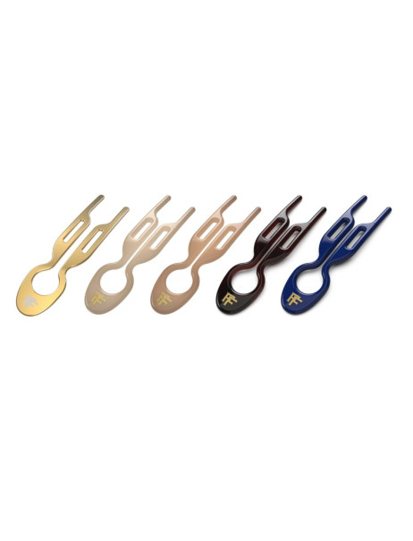 Fiona Franchimon No. 1 Hairpin Set Amsterdam Collection Soft Beige, Satin Sand, Royal Blue, Brown, Yellow Gold Steel 5 per box Набор из 5-ти шпилек в тубусе