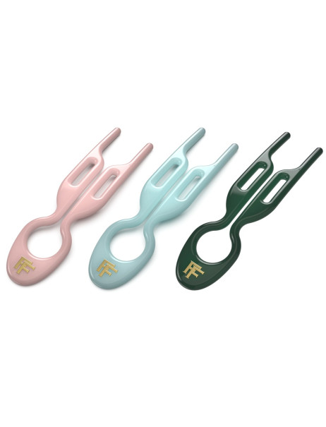 Fiona Franchimon No. 1 Hairpin Combi box Copenhagen Collection Emerald Green, Shell Pink, Tantalizing Blue Набор шпилек (изумрудный, розовый, тиффани)