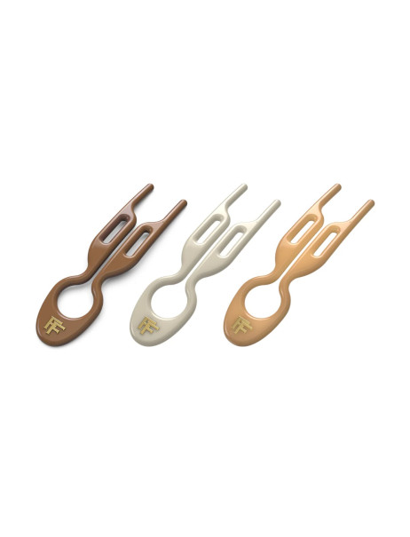 Fiona Franchimon No. 1 Hairpin Set Milano Collection Mochaccino, Cream White & Smooth Caramel Набор из 3-х шпилек (моккачино, молочный, карамельный)