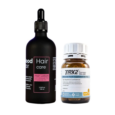 Good Hair Lotion With MinoxidiI 5% Finasteride 0,2% & Oxford Biolabs TRX2 Molecular Food Supplement for Hair Kombo Набір проти випадіння волосся