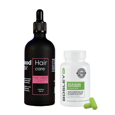 Good Hair Lotion With MinoxidiI 5% Finasteride 0,2% & Bosley MD DHT Blockings Supplements Kombo Набор против выпадения волос